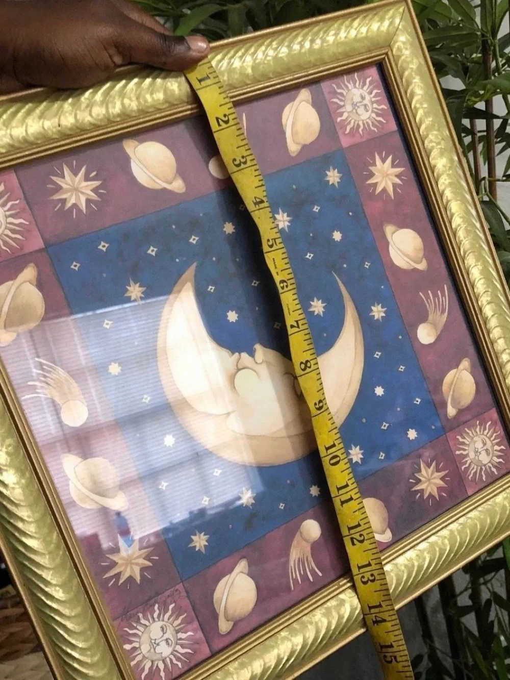 SIGNED Vintage Mary Beth Zeitz Celestial Sun Moon Stars Planets Framed Art Print